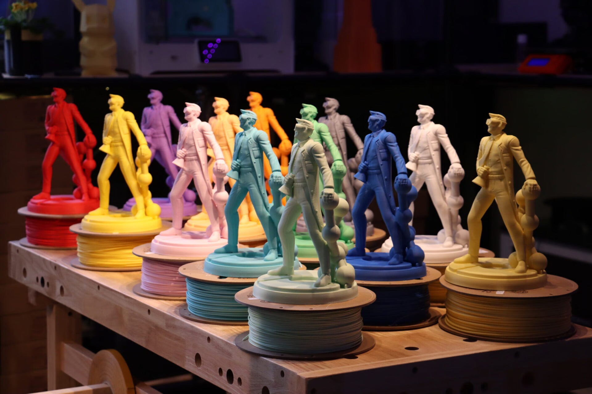 rainbow of 3D printed polyterra 3D printing filament models