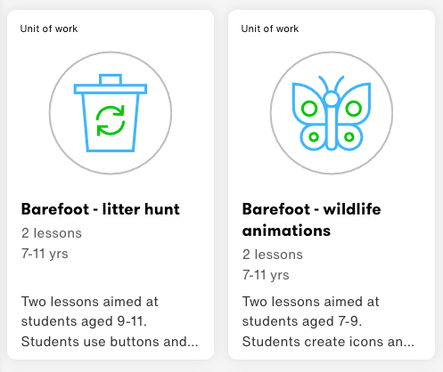 Barefoot Litter Hunt & Barefoot Wildlife Animations micro:bit projects